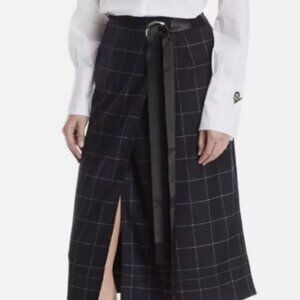 Elizabeth & James Omar Midi Skirt. Size 8. NWT. Navy Plaid